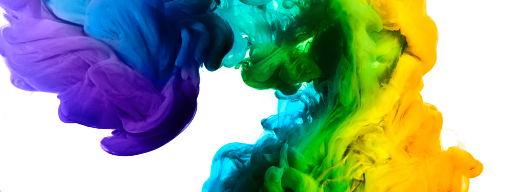 Ink,In,Water,Isolated,On,White,Background.,Rainbow,Of,Colors